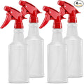 Bar5F Spray Bottles, 16 Oz, 4 Pack, Chemical-Resistant HDPE, BPA-Free, Non-Toxic, Red Trigger Sprayers, Refillable Empty Sprayer Bottle for Cleaning Solutions, Vinegar, Alcohol, Made in USA