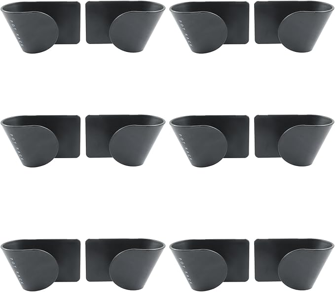 Hitefu 6 Pairs Pot Lid Organizer for Cabinet Door, Adjustable Wall Mount Pan Lid Holders for Kitchen (Black)
