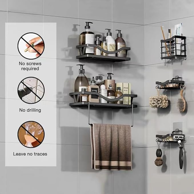 OTCO 2 pcs Shower Caddy Adhesive Replacement Shower Shelf Rack Adhesive Strips No Drilling Organizer Hooks Stickers