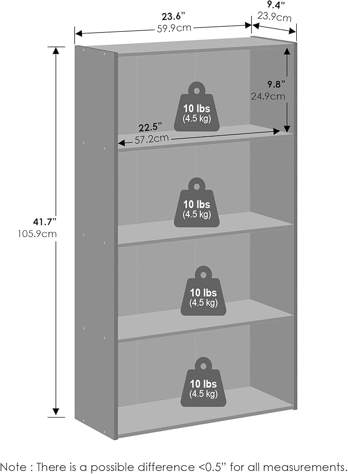 Furinno Reed Closet Organizers and Storage, 4-Tier Closet Organizer, Open Shelf Closet Storage, for Wardrobe, Bedroom, Living Room, White