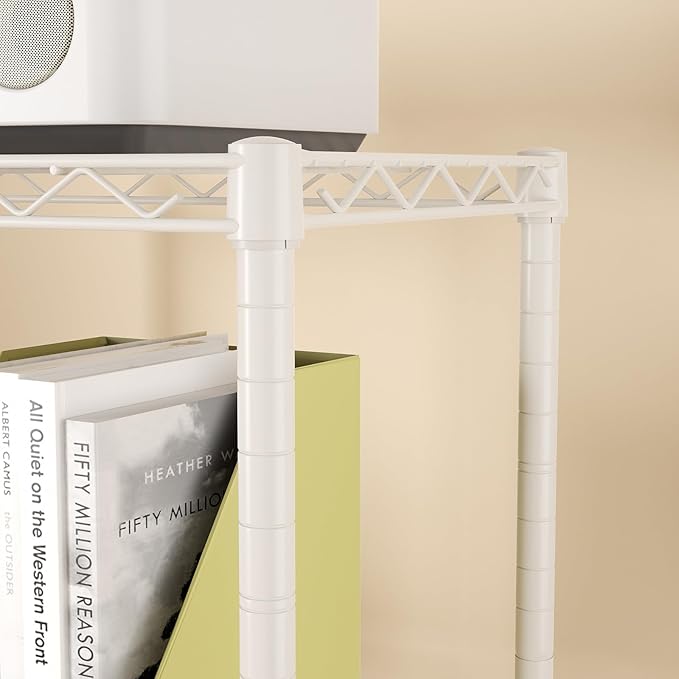 SINGAYE 3 Small Shelves Storage Shelf Wire Shelving Unit Metal Shelf Adjustable Organizers Storage Shelving with Wheels for Bathroom Laundry Room Kitchen Pantry11.5”D x 17.5”W x 30.5”H White