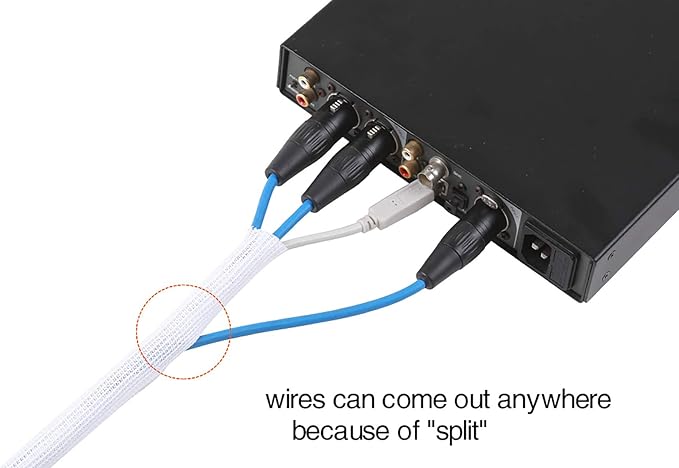 Alex Tech 25ft - 3/8 inch Cord Protector Wire Loom Tubing Cable Sleeve Split Sleeving for USB Cable Power Cord Audio Video Cable - Protect Cat from Chewing Cords - White