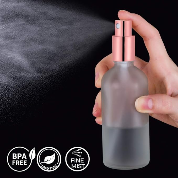 Hydior Small Glass Spray Bottle, Perfume Atomizer, Fine Mist Spray, 3.4oz, 2 Pack
