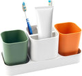 Toothbrush Holder for Bathroom, Bathroom Organizer Storage Set with 2 Cups, Kids Electric Toothbrush Holder, Bathroom Accessories Storage for Toothpaste