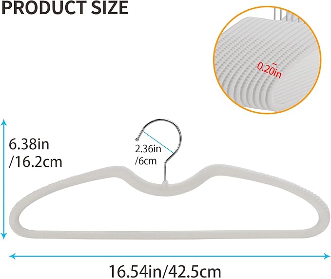 30 Pack Velvet Hangers, Short Neck Non Slip Slim Hangers with 360° Swivel Hook, Space Saving Clothes Hangers for Shirts, Dresses, Sweaters, White