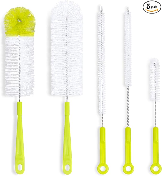 Bottle Cleaning Brush Set - Long Handle Bottle Cleaner for Washing Narrow Neck Beer Bottles, Sports Water Bottles with Straw Brush, Kettle Spout/Lid Cleaner Brushes