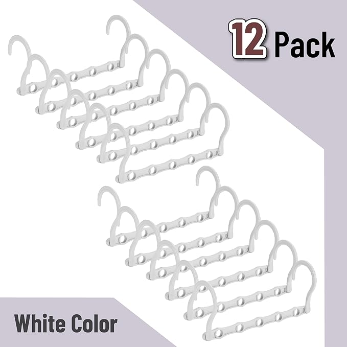 Mr. Pen- Space Saving Hangers for Clothes, 12 pcs, White, Plastic Multi Clothes Hangers Space Saving, 5 Slots, 360° Rotating Hooks (Pack of 2)