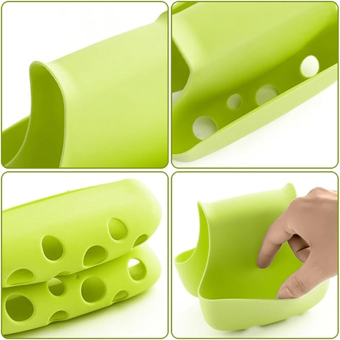 3 Pack Saddle Silicone Sink Caddy, Sponge Soap Brush Holder Basket Organizer Storage for Kitchen (Blue, Green, Pink)