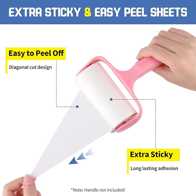 Bartuke Extra Sticky Lint Roller Refills 10 Pack (1200 Sheets) fit 3.8"-4" Standard Size Lint Roller Sticker with Inner Diameter at 1.5" for Pet Hair, Clothes, Furniture, Cars, No Handle Included