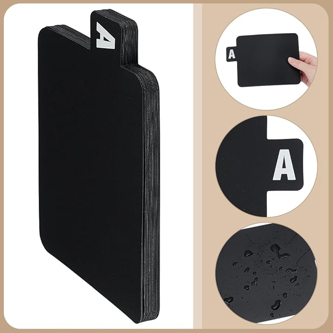 WADORN 26 Pack Vinyl Dividers Black Record Storage A-Z Alphabetical Index Tabs Organizer Shelf Separators for Album Covers Comic Home DJ Setup Music Library Binder Collection