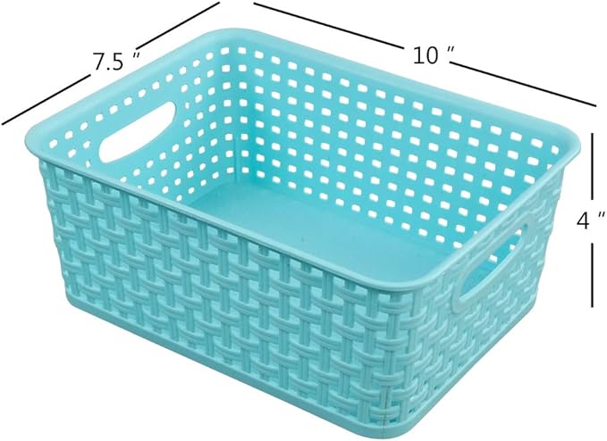 Vababa Plastic Storage Baskets/Storage Bins, Pack for 6