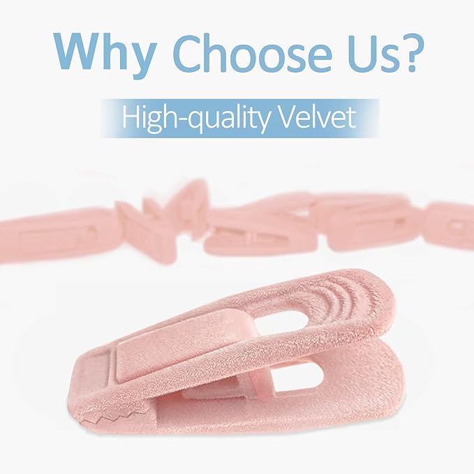 Light Pink Velvet Hangers Clips 40 PCS, Non-Slip Finger Clip for Pants Suit Skirt Velvet Hanger, Strong Flocking Hangers Clips