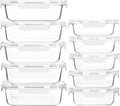 [10-Pack]Glass Meal Prep Containers with Lids, MCIRCO Glass Food Storage Containers with Snap Locking Lids, Airtight Lunch Containers, Microwave, Oven, Freezer and Dishwasher, White