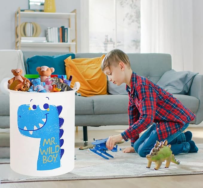 19.7" Dinosaur Laundry Basket,Kids Toys Storage Bin for Bedroom,Waterproof Baby Clothes Hamper with Handles,Collapsible Nursery Hamper,Gift Baskets(Dinosaur)