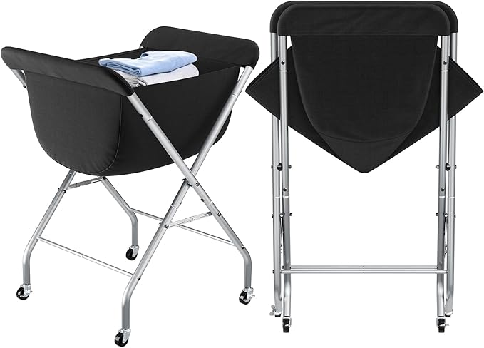 ELYKEN Laundry Cart with Wheels, 33”H Easy Rolling Laundry Hamper with Removable Liner Bag, Sturdy Metal Frame Clothes Basket with 4 Casters and 2 Brakes