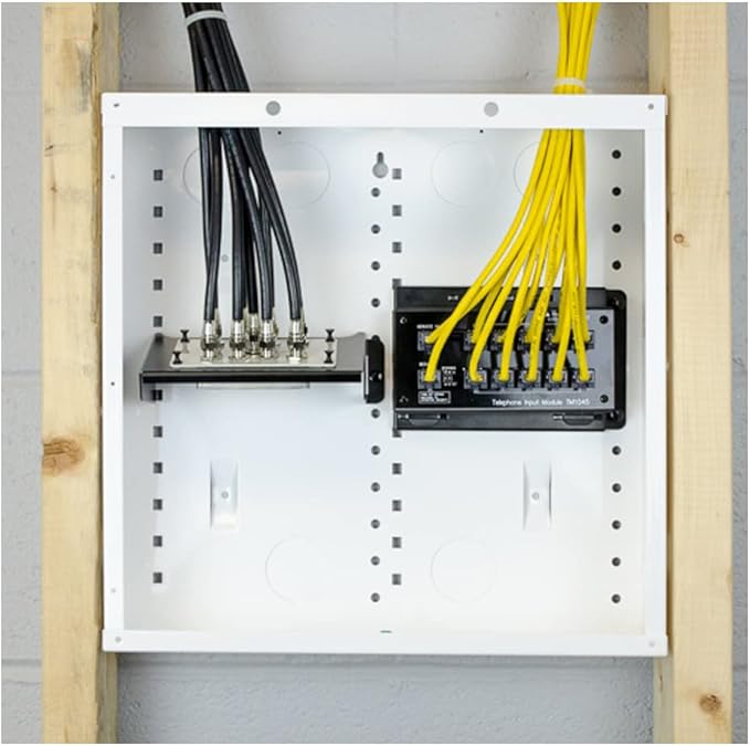 Legrand - OnQ 14 Inch Cable Management, Structured Media Box, In-Wall Enclosure, no cover, Glossy White, EN1480