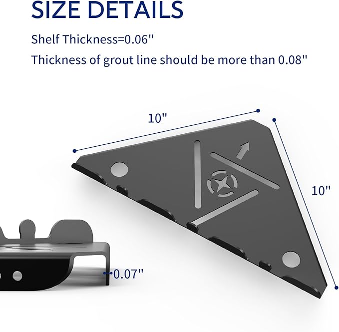 LLLFTJ 2 Pack Corner Shower Shelf, 10" 304 Stainless Steel Modern Corner Shower Shelf for Inside Shower, Heavy Duty Shower Caddy Organizer with Razor Hole, Drilling Installation (Black, 10")