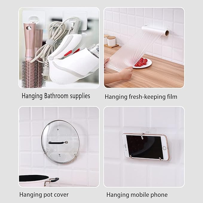 Adhesive Hooks Kitchen Wall Hooks - 24 Packs Heavy Duty 24lb(Max) Nail Free Transparent,Waterproof,Sticky Stainless Hangers for Keys,Bathroom, Shower, Outdoor, Kitchen,Door,Home Improvement,Utility