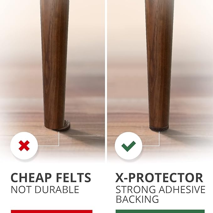 X-PROTECTOR Felt Furniture Pads - 56 PCS 3/4" Floor Protectors for Chair and Furniture Feet - Protect Your Hardwood Floors! (Brown, Round)