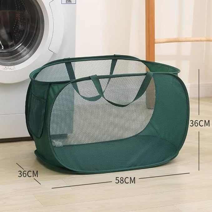 LATERONON 4 Pcs Mesh Popup Laundry Hamper, Opening Laundry Basket,Popup Laundry Basket with Durable Handles,Foldable Pop-up Mesh Hamper Dirty Clothes Basket for Clothes & Laundry-Home Organization