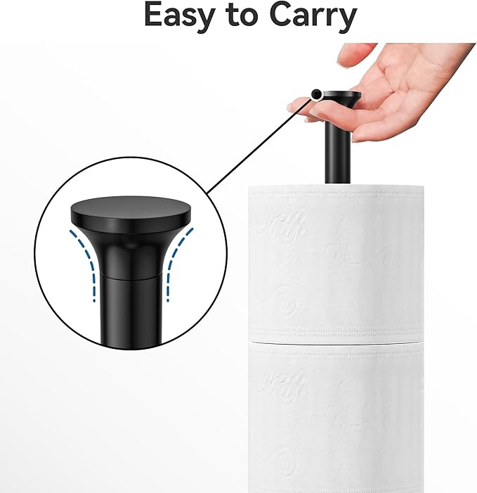 Toilet Paper Holder Stand(with Reserve Function), Free-Standing Spare Rolls Storage Holder, Stainless Steel, Modern Design