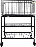 one layer rolling wire laundry basket,easy moved laundry cart for clothes,pants laundry. children toys organization cart,metal cart with metal frame (2layers blk)