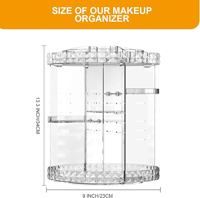 MISERWE Makeup Organizer 360 Degree Rotating 7 Adjustable Layers Large Capacity Cosmetic Organizer Transparent Make Up Organizers and Storage