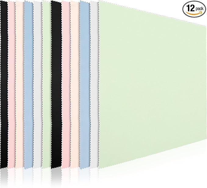 Frienda 12 Pack Large Microfiber Glass Cleaning Cloths 12 x 12 Inch Oversized Eyeglass Sunglasses Cleaning Cloths for Electronics Glasses Screens and Lenses(6 Colors)