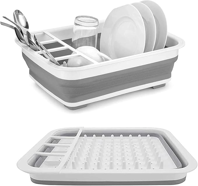 Drying Rack Kitchen, Dish Drying Rack, Dish Racks for Kitchen Counter, Dish Rack, Collapsible Dish Drying Rack—Suitable for Kitchens, motorhomes, Yachts, Campers (Off-White)