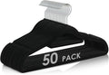 Velvet Hangers Non Slip Felt Hangers, 50 Pack Black Velvet Clothes Hangers Space Saving Slim with 360 Degree Swivel Hook for Suits Coats, Jackets, Pants, and Dress Clothes