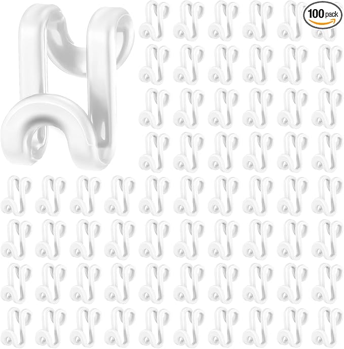 Unittype 100 Pcs Space Saving Hanger Hooks, Clothes Hanger Connector Hooks, Heavy Duty Space Saver Extender Clips for Closet Organizers (White)