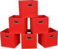 STOREONE Fabric Storage Bins Cubes Baskets Containers-(11X11X11) with Dual Handles for Shelf Closet, Nursery Home ， Bedroom Organizers, Foldable Set of 6 (Red)