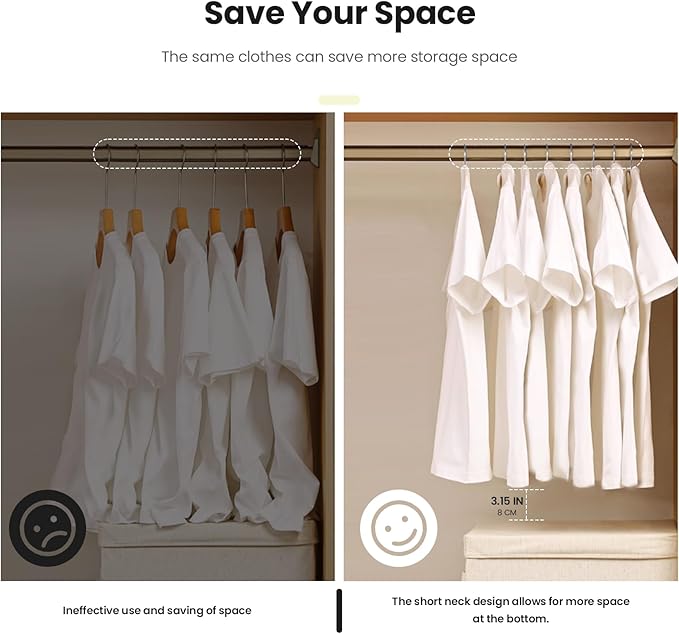 Jiang&Rong 50 Pack Velvet Short Neck Hangers, Non-Slip Felt Hangers, with 360° Swivel Hook, Space Saving Design for Sweaters, Coats, Shirts (Beige)
