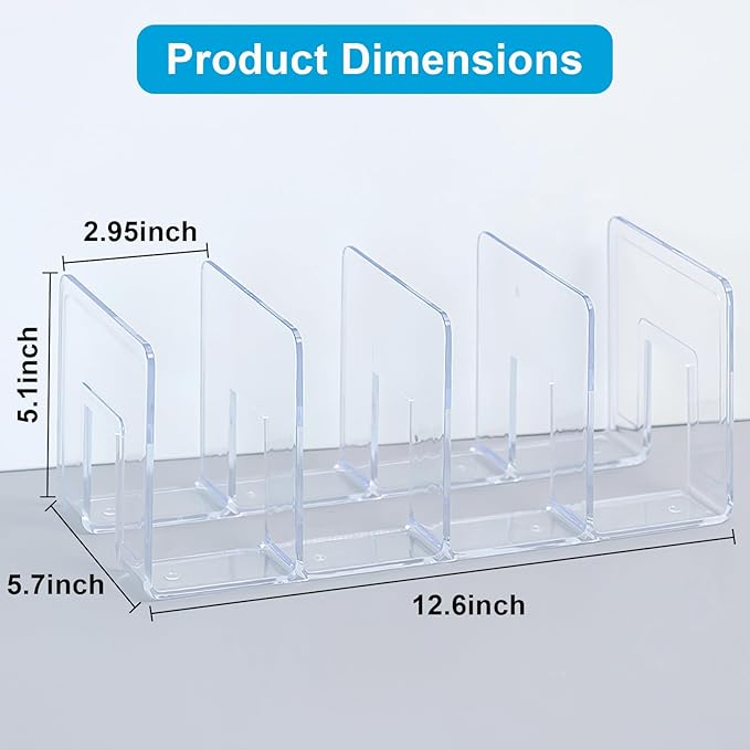 Marte Vanci Clear Acrylic File Sorter, Acrylic Purse Organizer, Sturdy Desk Magazine Holder Handbag Organizer Clutch Divider for Letter Office Supplies 4 Sections