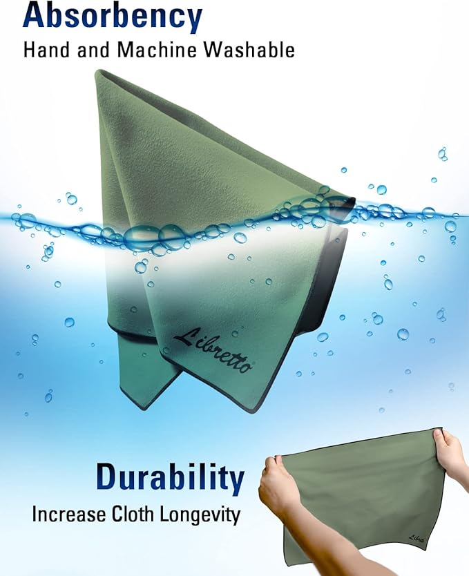 Libretto Microfiber Polish Cloth for Musical Instrument, 3 Sizes in 1 Pack, Trumpet and Brass Cleaning Product, Green, Lint-Free, Super Soft, Gift, for Piano, Violin, Guitar, Saxophone, Laptop.