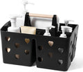 Anyoifax Portable Shower Caddy Plastic Shower Basket Organizer Divided Bathroom Caddy Storage Cleanning Caddy Tote with Handle for College, Dorm Room, Kitchen, Black