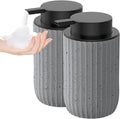 Ceramic Foaming Hand Soap Dispenser 2Pack，12 oz Bathroom Soap Dispensers， Lotion Dispenser for Kitchen, Refillable Matte Streaks Soap Dispenser with Large Pump (Gray-2Pack)