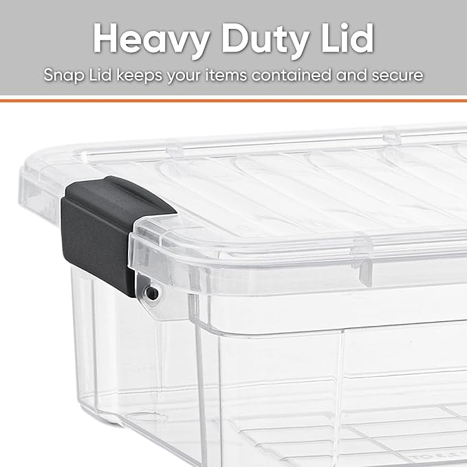 Superio Clear Storage Boxes with Lids, 1.27 Quart Plastic Container Bins for Organizing, Stackable Crates, BPA Free, Non Toxic, Odor Free, Organizers for Home, Office and Dorm, 3 Pack