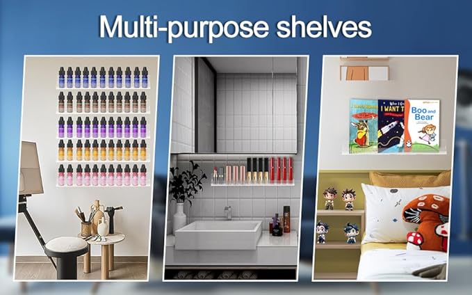 15 Inch Nail Polish Organizer Acrylic Perfume Essential Oils Decor Paint Holder Wall Mounted Rack Floating Shelves (3 PCs)