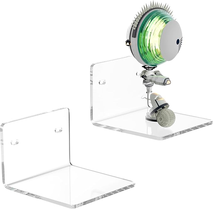 4 Inches Clear Small Wall Shelves, 4mm Thickness Acrylic Small Floating Shelf for Figures, Plants, Security Cameras, Speakers, Moisture-Proof, 2 Pack