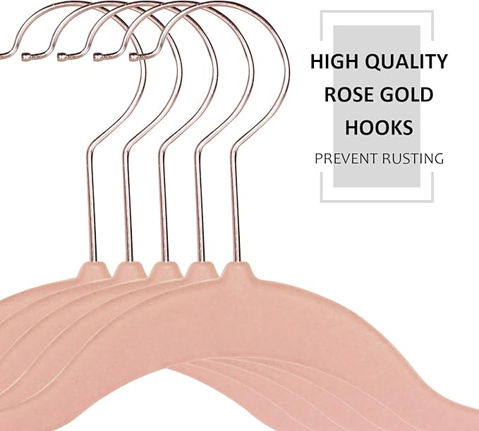 VECELO Premium Velvet Clothes Hangers Suit Heavy Duty (30 Pack)-Non Slip & Space-Saving with 6 Finger Clips & Tie Rack Excellent for Men and Women，Pink
