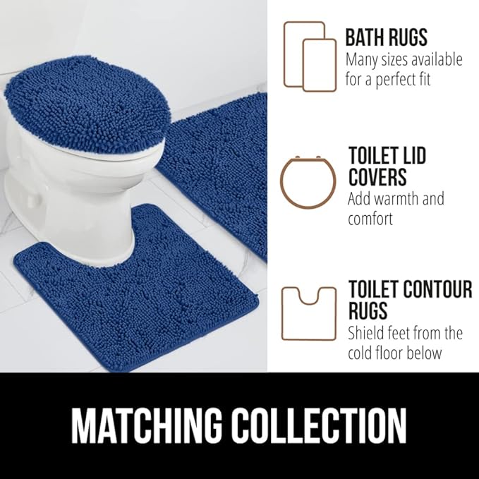 GORILLA GRIP Bath Rug Mat 36x24, Soft Absorbent Chenille, Quick Dry Microfiber Mats, Rubber Backing Washable Shower Floor Rugs, Bathmat Runner, US Designed Bathroom Home Decor Accessories Royal Blue
