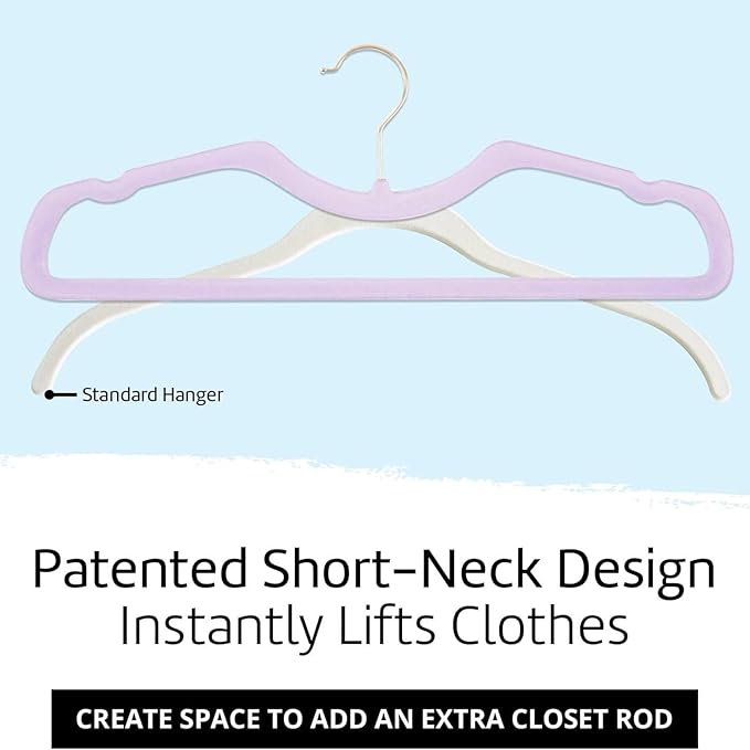 Velvet Hangers 50 Pack, Ultra Slim & Short Neck Hanger, 360 Swivel Hook, Space Saving Durable Non-Slip Felt Hangers,Purple a