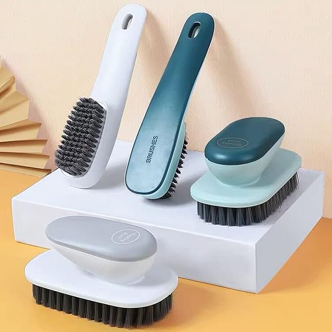 Laundry Scrub Brush 2 Pack Soft Bristle Brush Cleaning Brush for Stains Clothes Scrubbing Brush Household Cleaning Tool for Bathroom Countertops Bathtubs (Gray)