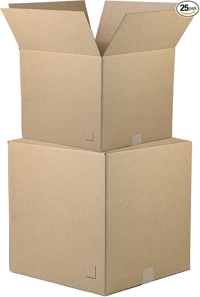 The Boxery 12"x12"x8" Brown/Kraft Corrugated Cardboard Shipping Boxes 25-Pack | Mailing, Packing, Moving & Storage for Business/Home – Durable - Eco-Friendly, Recyclable - Made in the USA