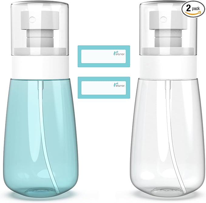 Pack 2 Small Spray Bottle Travel Size 3.39oz/100ml - Fine Mist Mini Empty Spray Bottles - Leak Proof - for Toners, Face & Hair Mist