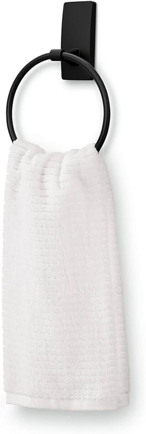 Command Hand Towel Holder Matte Black with Water Resistant Command Strips, Rust Resistant Bathroom Organizer, Holds up to 5 lbs