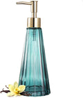 EMPO Vintage Elegant Glass Soap Dispenser, Liquid Soap/Sanitizer/Shampoo Bottle with Golden ABS Pump, Rustic Farmhouse Decor Hand Soap Dispenser Bathroom Accessories (Ocean Teal)