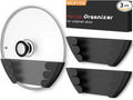 Universal Pot Lid Organizer for Cabinet - Upgraded Patented Niceyos 3 Pack Inside Cabinet Door Wall Mount Pan Top Storage Organizer Rack Holder for Kitchen, Fits 6" to 13" (Black)