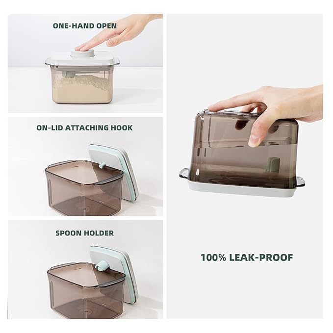 Formula Container for Home - 1000ml Airtight Milk Powder Storage Container for Travel, Formula Dispenser with Scraper, 11OZ, 0.66LB, 300g, Brown